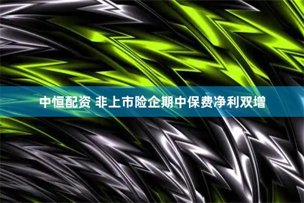 中恒配资 非上市险企期中保费净利双增